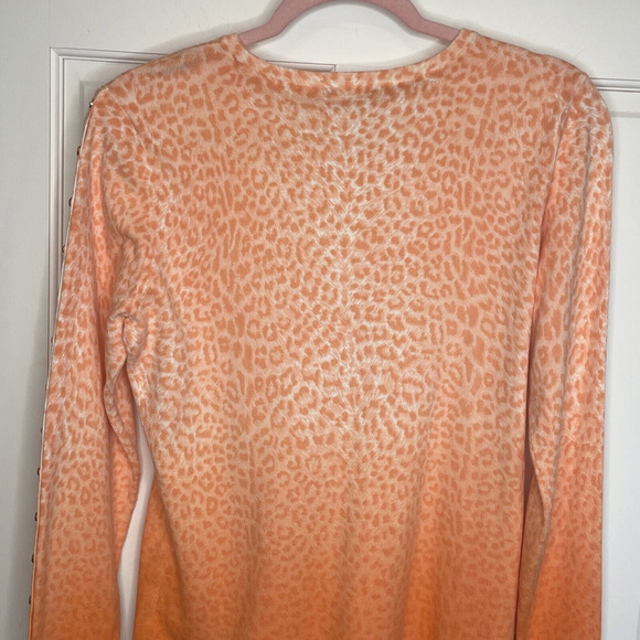 J. MCLAUGHLIN Women's Ombre Orange Leopard Sweater Size M Cotton Modal Blend - Picture 6 of 11